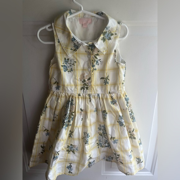 Milla & Emma Little Girls Yellow Floral Button Down Fit and Flare Dress Size 4T - Picture 2 of 7